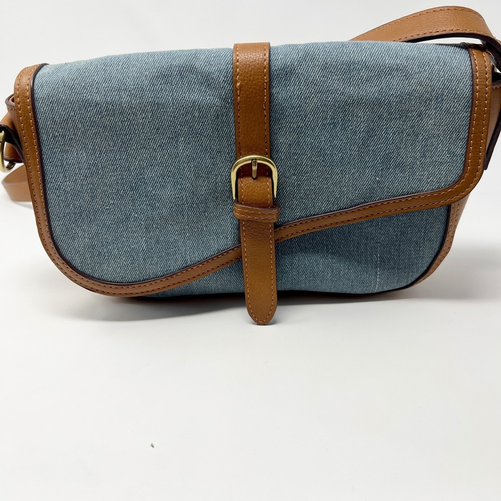 Lucky Brand Zena Blue and Tan Crossbody Bag Blue RN80318